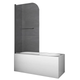 Шторки стеклянные на ванну распашные Koer SR BS02-80x140-TR-07 прозрачное стекло 6мм, графит (KR5941) - изображение 1