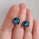 Серьги Hand Made винтажные с кристаллами-хамелеонами Swarovski цвета Bermuda Blue - изображение 2