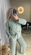 Костюм жіночий прогулянковий льняний оливкового кольору 37547 54/56 - зображення 3