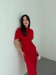 Класична вечiрня сукня мiдi+накидка червоного кольору 37537 44/46 - зображення 4