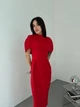 Класична вечiрня сукня мiдi+накидка червоного кольору 37537 44/46 - зображення 7