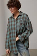 Клетчатая рубашка оверсайз на пуговицах Lurex Изумрудный One Size (93610) - изображение 1