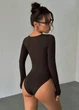 Женский боди с длинным рукавом и слипами 12026 Elegance and Comfort (2018-48-02) Коричневый 48 No Brand (XL) - изображение 2