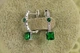 Серьги кольца Хuping Jewelry Очарование с квадратным зеленым камнем 1,9 см серебристые - изображение 2