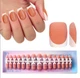 Гелевые типсы для наращивания Soft Gel с французским маникюром матовые короткий квадрат S 150 шт бежевые с белой линией френча (0102) - изображение 1