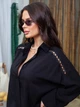 Жіноча сорочка-туніка Wind зі штапелю з мереживом чорна 46-48 (L/XL) - зображення 5