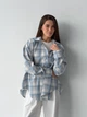 Хлопковая женская оверсайз рубашка в клетку, голубая, one size (XS–XL) - изображение 3