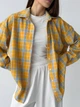 Хлопковая женская оверсайз рубашка в клетку, желтая, one size (XS–XL) - изображение 2