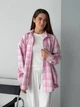 Хлопковая женская оверсайз рубашка в клетку, розовая, one size (XS–XL) - изображение 1