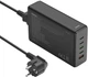 Універсальний зарядний пристрій Hama GaN 240W PD/QC 4x USB-C 1x USB-A Black (4047443532916) - зображення 4