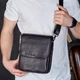 Месенджер із клапаном через плече 24х20х6см, шкіряна барсетка Tiding Bag, чорна (TD-20033) - зображення 3