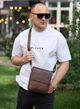 Барсетка с клапаном через плечо из гладкой кожи Tiding Bag TD-81020 24х20х6 коричневая (JDT-0850052) - изображение 8