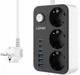 Мережевий фільтр розгалужувач на 3 EU розетки 3 USB 3 Type-C 250В LDNIO SE3631C з вимикачем 2500Вт 10А Подовжувач Швидка Зарядка для телефону підвищена безпека 2м Вимикач - зображення 1