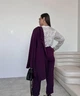 Костюм-двойка женский из турецкого костюмного трикотажа с пиджаком и брюками оверсайз G&M k-128226 50-52 Размер цвет марсала - изображение 2