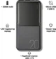 Повербанк XO ZSZPR 20000 mAh Black портативный внешний аккумулятор Power Bank с LED индикатором, 2x USB-A, USB-C и microUSB, Smart IC, Li-Pol батарея для смартфона планшета, чёрный - изображение 4