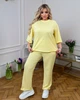 Спортивный костюм женский из двунитки с футболкой оверсайз и прямыми брюками весенне-летний G&M k-129018 50-52 Размер цвет желтый - изображение 1