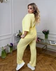 Спортивный костюм женский из двунитки с футболкой оверсайз и прямыми брюками весенне-летний G&M k-129018 50-52 Размер цвет желтый - изображение 2