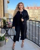 Костюм-двойка женский из костюмки на подкладке: жакет на пуговицах и брюки-кюлоты летний G&M k-129078 58-69 Размер цвет черный - изображение 3