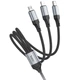 Дата кабель Hoco X102 Fresh 3in1 USB to Lightning + MicroUSB + Type-C (1m) Black - зображення 2