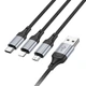 Дата кабель Hoco X102 Fresh 3in1 USB to Lightning + MicroUSB + Type-C (1m) Black - зображення 3
