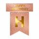 Прапорці Паперові HAPPY BIRTHDAY Рожеве Золото З Глітером - зображення 3