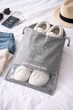 Органайзер для обуви дорожный с прозрачным окошком Shoe Storage Bag Чехол для обуви в чемодан на затяжках, серый Размер 27*36 см - изображение 1