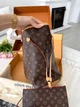 Сумка женская шопер + монетница Louis Vuitton Neverfull коричневая (025) - изображение 5