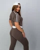 Костюм спортивний літній футболка штани великого розміру 48-50 Шоколадний - зображення 5