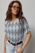 В'язана футболка з ромбами - блакитний колір, ONE SIZE - зображення 5