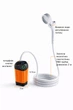 Душ портативный Camping Shower Set от USB кемпинговый с помпой аккумуляторный оранжево-чёрный - изображение 4