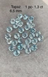 Натуральный голубой топаз 6.5 мм 1.3 ct огранка круг - изображение 5