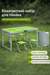 Складной стол для пикника Easy Camping с 4 стульями, туристический набор, регулируемая высота, алюминиевый каркас, зеленый - изображение 1