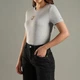 Жіноча футболка хлопкова Tommy Hilfiger, круглий виріз, з нашивкою, сіра, XL - зображення 2