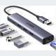 Адаптер UGREEN 60554, Space Grey, 5-в-1 USB-Ethernet, 3хUSB 3.0, Gigabit RJ45, USB-C питания, Plug & Play - изображение 1