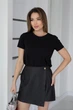 Кожаная мини юбка-шорты на запах Fashion 50/52 черный - изображение 3