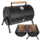 Гриль туристический угольный Kaminer 27322 компактный BBQ с крышкой, 2 решетками и термометром для пикника и дачи - изображение 1