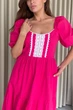 Жіноча довга лляна сукня з воланами та мереживом Nenka XL Малиновий (nenka2772-XL) - зображення 3