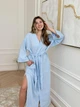 Женский халат кимоно длинный COSY Duna из фактурного муслина 2XL/3XL голубой M92W - изображение 5