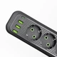 Сетевой фильтр удлинитель 3 метра на 3 розетки 3 USB 1 Type-C и кнопкой отключения переноска с заземлением и защитой от перегрузки для дома офиса бытовой техники зарядки телефона гаджетов Черный - изображение 3