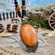 Большой кулон в стиле винтаж розы натуральный камень оранжевый агат вены - изображение 1