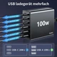 Зарядний пристрій USB-C 100W, 6-портовий швидкий адаптер для смартфонів і планшетів - изображение 6