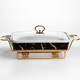 Мармит мармитница фарфоровая Black Marble 2 л 40х22.5х15.5 см • на подставке с подогревом для вторых блюд шведского стола HoReCa • поддерживает температуру блюд Yiwu - изображение 5