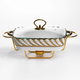 Мармит мармитница фарфоровая Tiffany 1 л 31х16х11 см • со стеклянной крышкой на подставке с подогревом для блюд HoReCa •мармит для ресторанов кафе кейтеринга и банкетов — поддерживает температуру блюд Yiwu - изображение 2