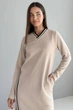 Жіноча сукня міді з лампасами та довгим рукавом Nenka XXL Бежевий (nenka3519-XXL) - изображение 4