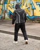 Спортивний костюм RETRO Nike чорний з сірим чоловічий плащівка crash сітка вільний крій XXXL - зображення 4