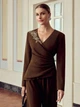 Блуза с вырезом Shein sz25060383257939398 L коричневая (100007779) - изображение 1
