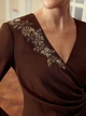 Блуза с вырезом Shein sz25060383257939398 L коричневая (100007779) - изображение 2