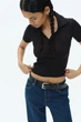 Укороченое поло H&M 1233256007c61 XS черное (100009312) - изображение 3