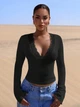 Лонгслів з вирізом Shein sz2405229790639786 L чорний (100008204) - зображення 1