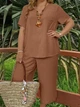 Комплект (блуза + штани) Shein sz2404290514309341 0XL коричневий (100008306) - зображення 6